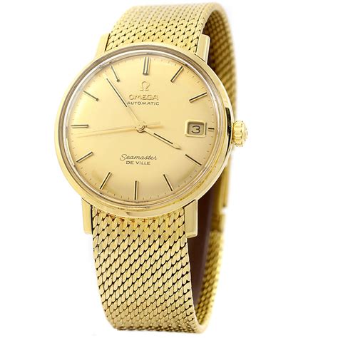 omega deville 18ct gold watch|omega de ville watch value.